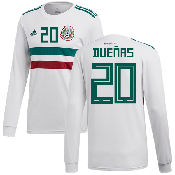 Mexico #20 Duenas Away Long Sleeves Soccer Country Jersey - Click Image to Close